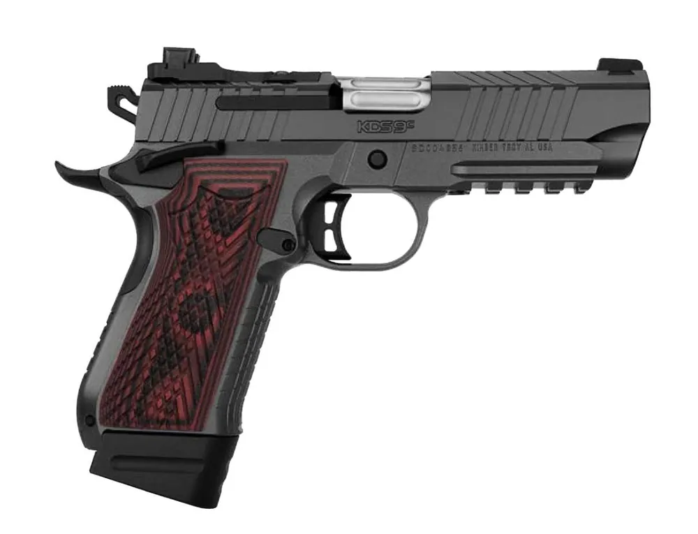 Kimber Mfg.,inc 3100024 KDS9C Rail 9mm 15+1 18+1 4.09" KimPro Gray Red/Black Front and Rear Serrations Stainless Steel Black Crosshatch cut G-10 Grip