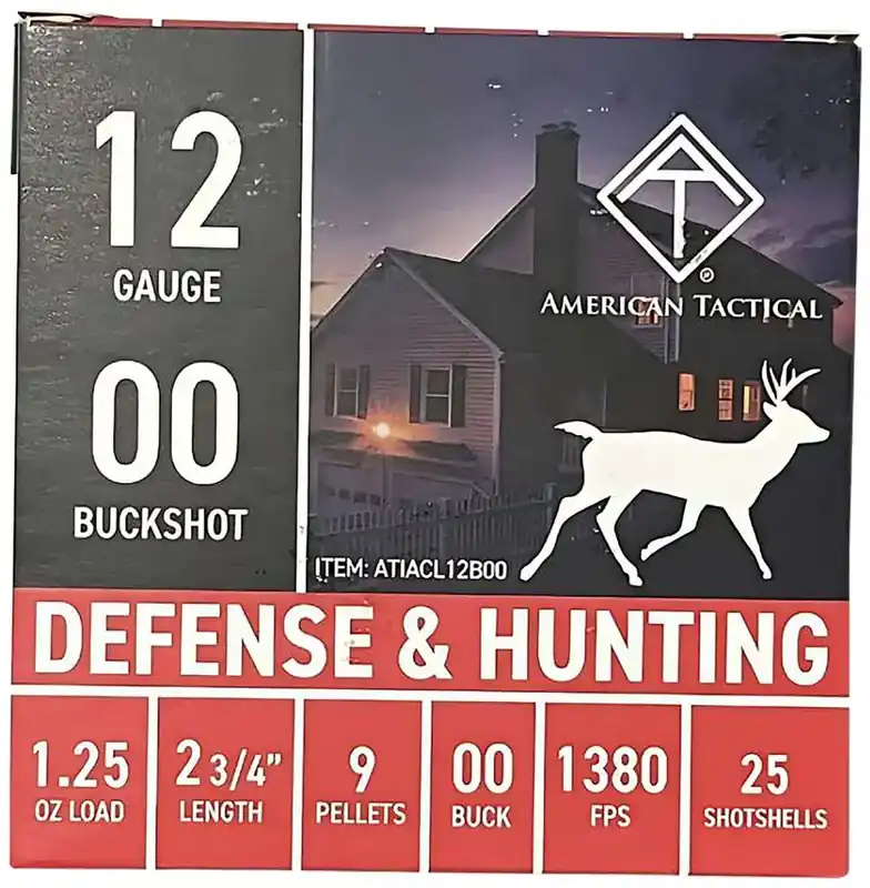 ATI #00 BUCK 9 PELLET 12GA AMO 1.25OZ 3 DRAM 2 3/4" 25RD BOX (10 BOX CASE) 1380 FPS