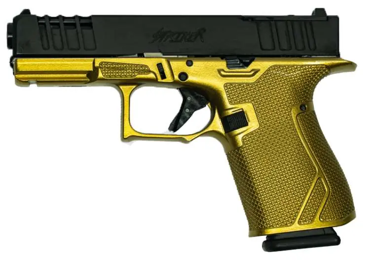 GLFA 19 STRIKER 9MM 4" 15 SHOT BLACK FRAME GALAXY GOLD SLIDE