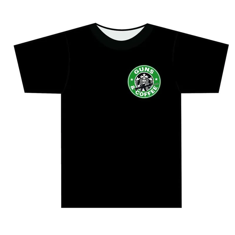 GUNS AND COFFEE T-SHIRT BLK - MD
