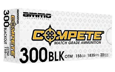 Ammo Inc Compete 300Blackout 155gr Open Tip Match 20 Per Box/10 Case