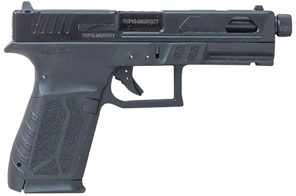 Puma APM9MFSPBLK P9x19 Compact Frame 9mm Luger 15+1 4.50" Black Threaded Barrel, Optics Ready/Serrated Steel Slide, Black Polymer Frame w/Accessory Rail, Black Grip