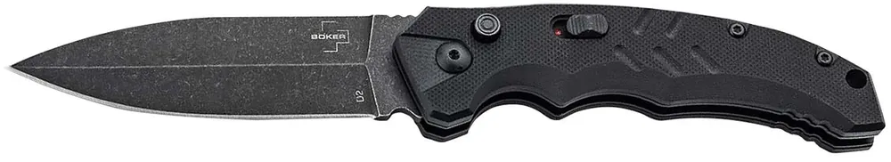 Boker 01BO796 Intention II 3.35" Folding Dagger Plain D2 Steel Blade Black G10 Handle