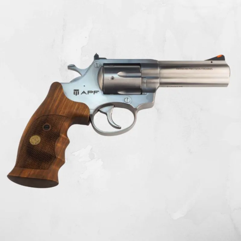 AMERICAN PREC FIREARMS R1 REVOLVER HGR 357 MAG 4 IN BBL STAINLESS 6 SHOT WOOD COMBAT GRIPS