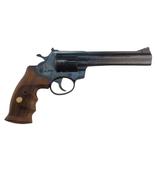 AMERICAN PREC FIREARMS R1 REVOLVER HGR 357 MAG 6 IN BBL BLUED 6 SHOT WOOD COMBAT GRIPS