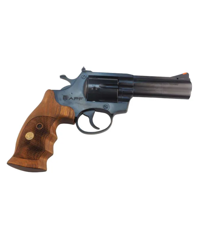 AMERICAN PREC FIREARMS R1 REVOLVER HGR 357 MAG 4 IN BBL BLUED 6 SHOT WOOD COMBAT GRIPS