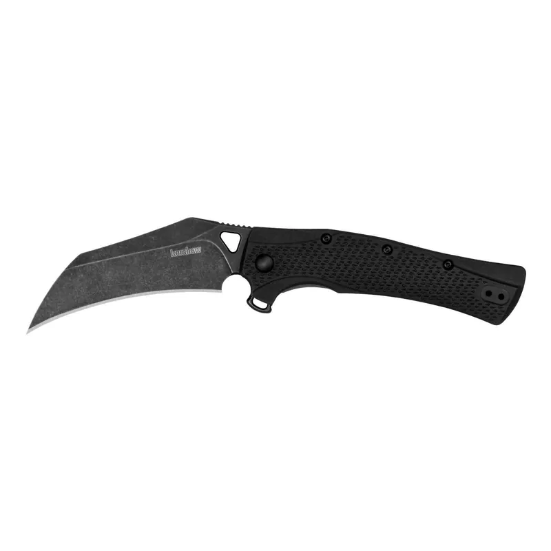 Kershaw 1423 Dawnstar Tactical 3.50" Folding Hawkbill Plain Blackwash 8Cr13MoV SS Blade, Black Textured Glass Filled Nylon Handle