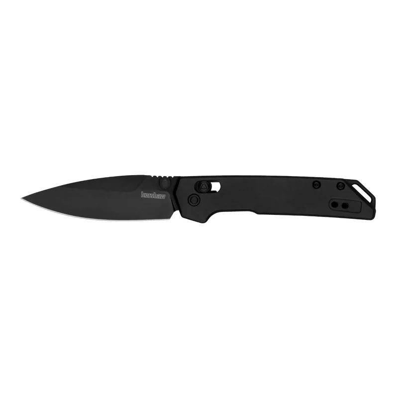 Kershaw 2051BLK Mini Iridium 3" Folding/Spear Point Plain Stonewashed D2 Steel Blade/Ice Blue Anodized 6061-T6 Aluminum Handle