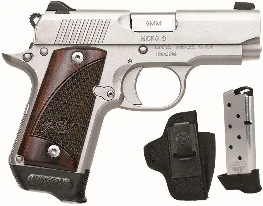 Kimber Mfg.,inc 3300250 Micro 9 RTC 9mm 7+1 3.15" Ramped Barrel Black KimPro II Flared/Lowered Ejection Port Stainless Steel Slide SS/Rosewood Grip