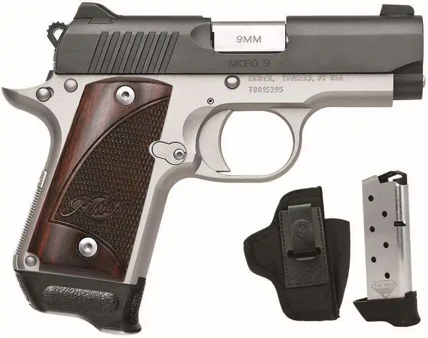 Kimber Mfg.,inc 3300251 Micro 9 RTC 9mm 7+1 3.15" Ramped Barrel Black KimPro II Flared/Lowered Ejection Port Stainless Steel Slide Two Tone Grip