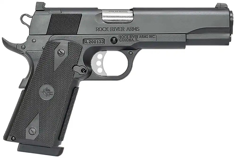 Rock River Arms PS6000 PS6000 45 ACP 7+1 5" Stainless Chrome Moly Barrel, Black Parkerized Serrated Steel Slide & Polymer Frame w/Beavertail, Black Overmolded Grip, Ambidextrous