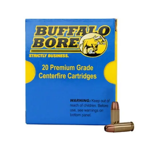 Buffalo Bore Ammunition 33E/20 Pistol 38 Super +P 147 gr Jacketed Hollow Point (JHP) 20 Round Box