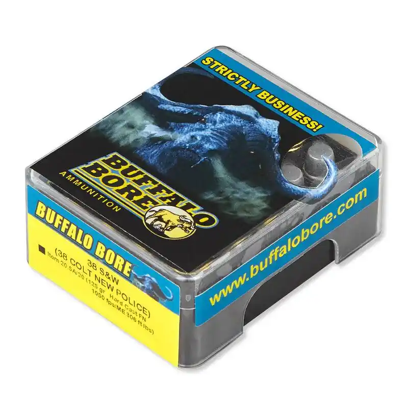 Buffalo Bore Ammunition 20.5A/20 Pistol 38 S&W 125 gr Hard Cast Flat Nose (HCFN) 20 Round Box
