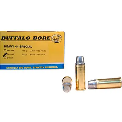 Buffalo Bore Ammunition 14A20 Heavy 44 S&W Spl 180 gr Jacketed Hollow Point (JHP) 20 Round Box