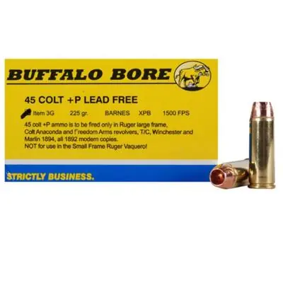 Buffalo Bore Ammunition 3G/20 Buffalo-Barnes Lead-Free 45 Colt (LC) +P 225 gr Barnes XPB 20 Round Box