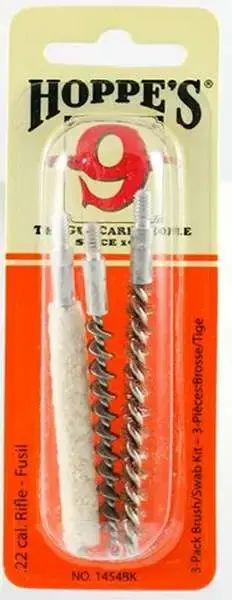 Hoppes 1454BK Brush/Swab Kit Rifle .22 Cal Rifle Bronze, Cotton, Stainless Steel Brush 3 Per Pack