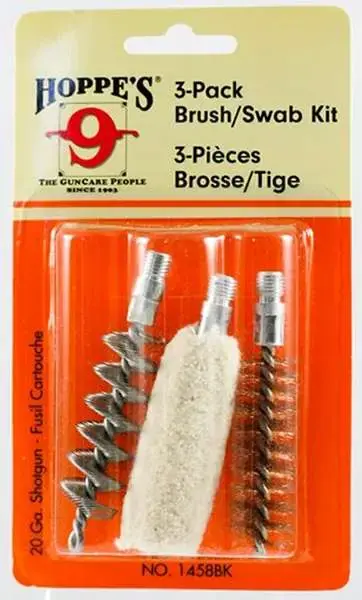 Hoppes 1458BK Brush/Swab Kit Shotgun 20 Gauge Shotgun Bronze, Cotton, Stainless Steel Brush 3 Per Pack