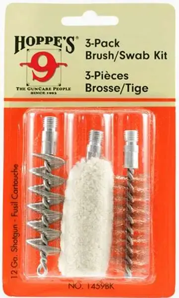 Hoppes 1459BK Brush/Swab Kit Shotgun 12 Gauge Shotgun Bronze, Cotton, Stainless Steel Brush 3 Per Pack
