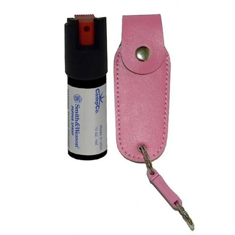S&W Pepper Spray 1203P Pepper Spray .5 oz OC Pepper 10 ft Range with Holster, Quick Release Clip Pink
