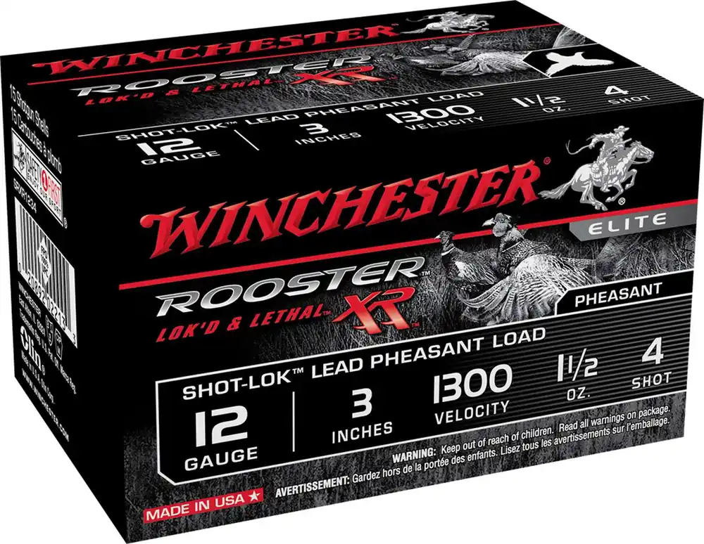 Winchester Ammo SRXR1234 Rooster XR Shot-Lok 12 Gauge 3 1 1/2 oz 4 Shot 15 Round Box