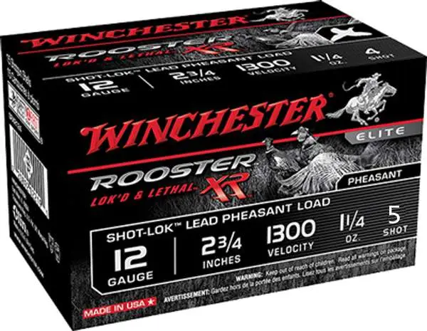 Winchester Ammo SRXR125 Rooster XR Shot-Lok 12 Gauge 2.75 1 1/4 oz 5 Shot 15 Round Box