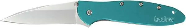 Kershaw 1660TEAL Leek 3" Drop Point Plain Bead Blasted 14C28N Sandvik Teal Anodized Aluminum Handle Folding