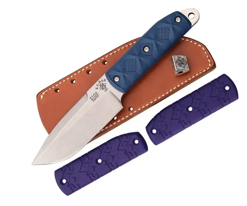 Ka-Bar 5102 Snody Big Boss 4.56" Plain S35VN Stainless Steel Zytel Blue Reptile/Purple "Dolla Holla" Handle Fixed