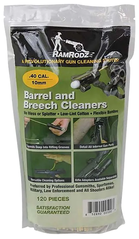 RamRodz 40100 Barrel Cleaner Swabs 40 Cal Cotton Top w/Bamboo Handle 100 Per Pack