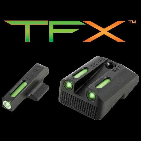 Truglo TG13NV2A Brite-Site TFX Day/Night Sights 1911 Pistol with Novak 270-450 Tritium/Fiber Optic Green w/White Outline Front Green Rear Black