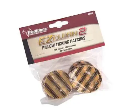 Traditions A1286 EZ Clean 2 Pillow Ticking Patches .50-.54 Cal Cotton 100 Per Pack