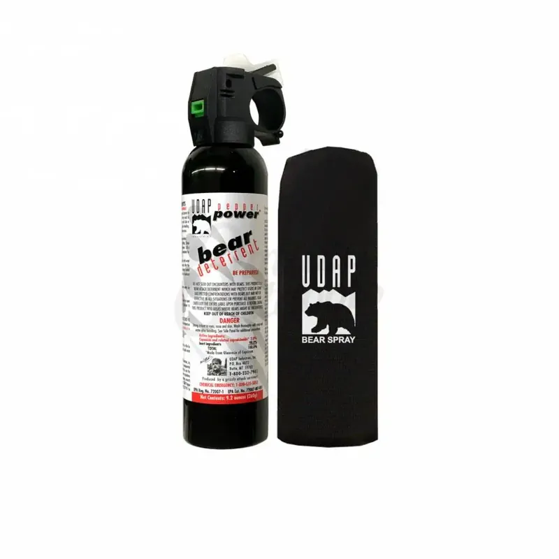 UDAP 15HP Magnum Bear Spray with Hip Holster 260gr OC Pepper Up to 35 ft Range