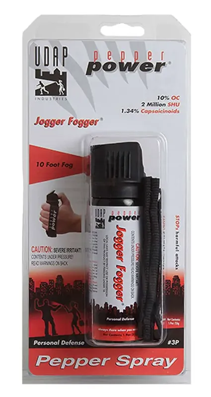 UDAP 3P Jogger Fogger Pepper Spray 1.9oz/11g 10 Feet Fog Spray Black