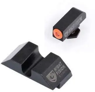 Night Fision GLK001014OGZ Night Sight Set Square Front/U-Notch Rear fits Glock 17, 17L, 19, 22-28, 31-35, 37-39 Green Tritium w/Orange Outline Front Black