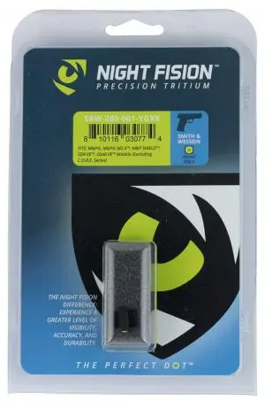 Night Fision SAW200001YGX Night Sight Front Square Top S&W M&P/SD9 VE/SD40 VE Green Tritium w/Yellow Outline Black