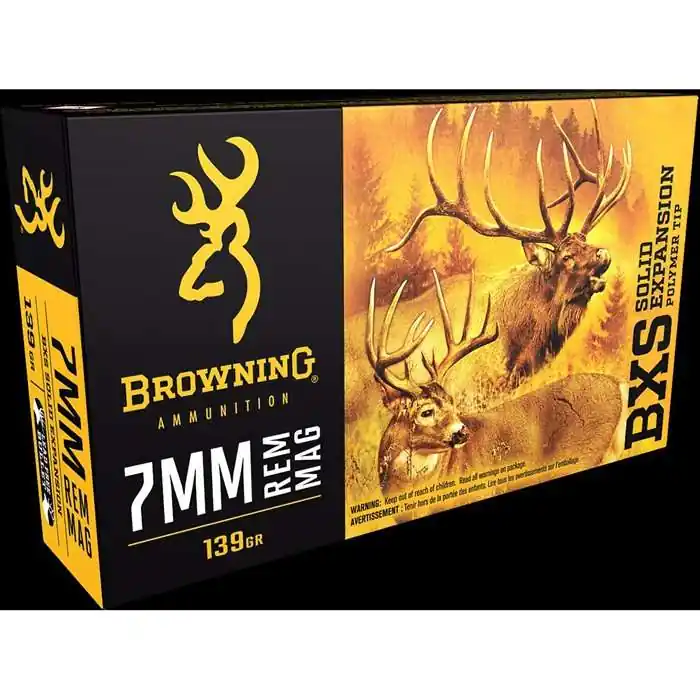 Browning Ammo B192400071 BXS 7mm Rem Mag 139 gr Terminal Tip 20 Round Box