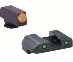 AmeriGlo GL5446 Spartan Operator Night Sight fits Glock 17/19/19x/26 Gen5 Green Tritium w/Orange Outline Front Green w/Black Outline Rear Black