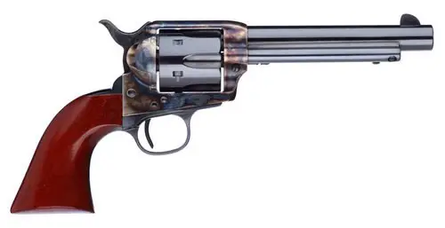 Taylors and Company 701EDE 1873 Cattleman New Model 357 Mag 6 Round 5.50" Blued Case Hardened Walnut Navy Sized Grip (Taylor Tuned)