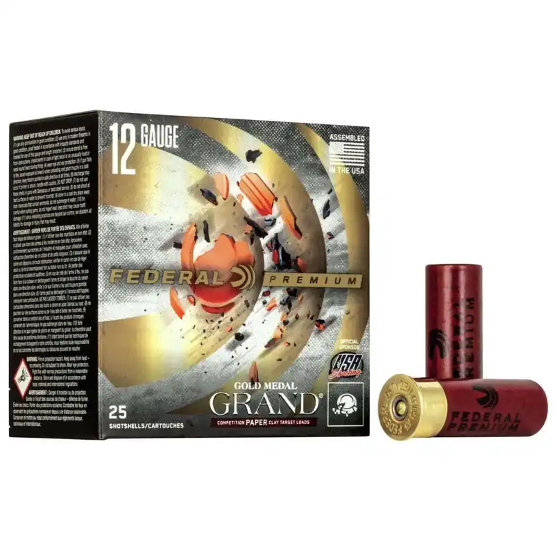 Federal GMT1758 Premium Gold Medal Grand Paper 12 Gauge 2.75 1 oz 8 Shot 25 Round Box