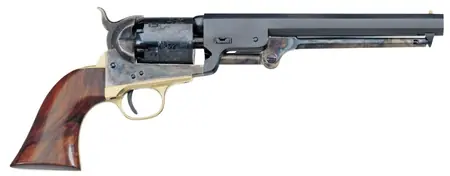 Taylors and Company 250A 1851 Navy Break Open 36 Cal Striker Fire 7.50" 6rd Blued Frame Blued Barrel & Cylinder Walnut Grip