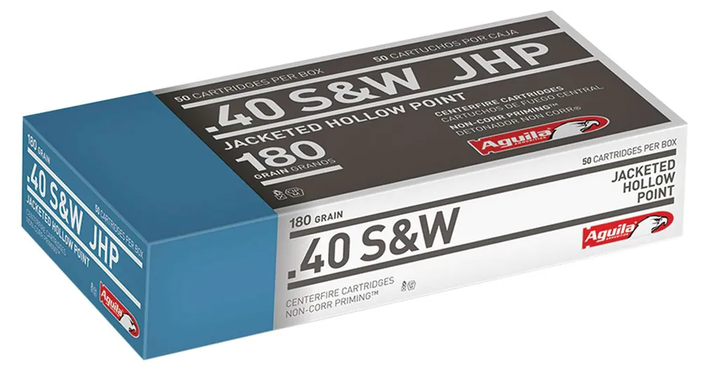 Aguila 1E402115 Pistol 40 S&W 180 gr Jacketed Hollow Point (JHP) 50 Round Box