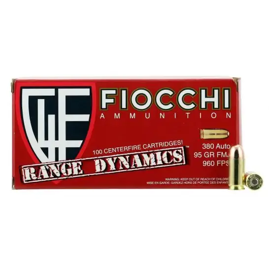 Fiocchi 380ARD10 Range Dynamics 380 ACP 95 gr Full Metal Jacket (FMJ) 100 Round Box