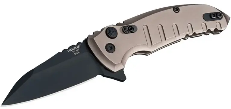 Hogue 24167 X1 Microflip 2.75" Wharncliffe Plain Black CPM 154 Stainless Steel Flat Dark Earth Anodized Aluminum Handle Folding