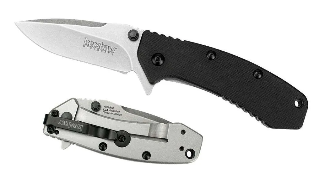 Kershaw 1555G10 Cryo 2.75" Drop Point Plain Stonewashed 8Cr13MoV SS/G10 Black/Stonewashed Steel Handle Folding