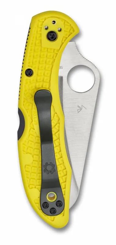 Spyderco C88SYL2 Salt 2 Lightweight 3" H1 Steel Drop Point FRN Yellow Handle Folding