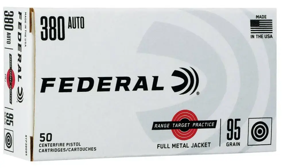 Federal RTP38095 Range and Target 380 ACP 95 gr Full Metal Jacket (FMJ) 50 Round Box