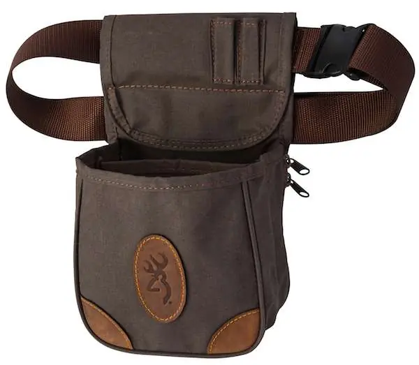 Browning 121388692 Lona Shell Pouch Flint Canvas Body w/Brown Leather Accents Adjustable