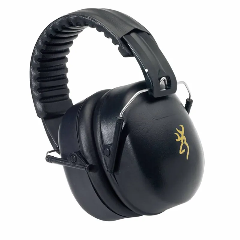 Browning 12699 HDR Hearing Protector Foam 37 dB Over the Head Black Ear Cups w/Black Band & Yellow Buckmark Logo