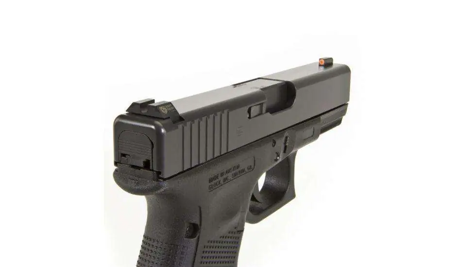 Night Fision GLK001015OGZ Night Sight Set Accur8 Front/Square Rear fits Glock 17, 17L, 19, 22-28, 31-35, 37-39 Accur8 Front/Square Rear Green w/Orange Outline Black Black