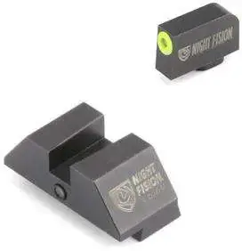 Night Fision GLK001015YGZ Night Sight Set Accur8 Front/Square Rear fits Glock 17, 17L, 19, 22-28, 31-35, 37-39 Green Tritium w/Yellow Outline Black Black