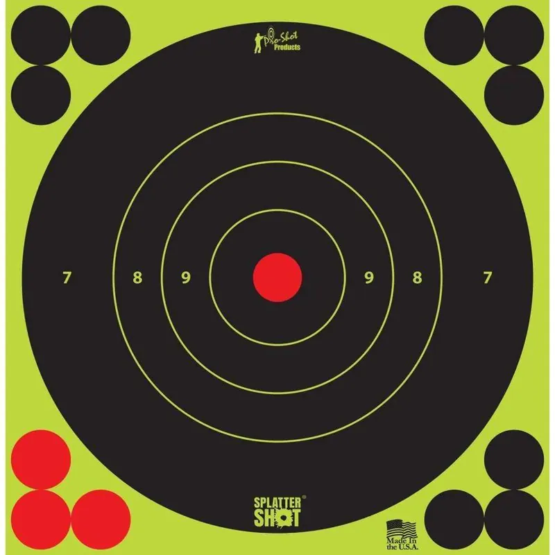 Pro-Shot 6BGREEN12PK SplatterShot Self-Adhesive Paper 6" Bullseye Green Target Paper w/Black Target 12 Per Pack